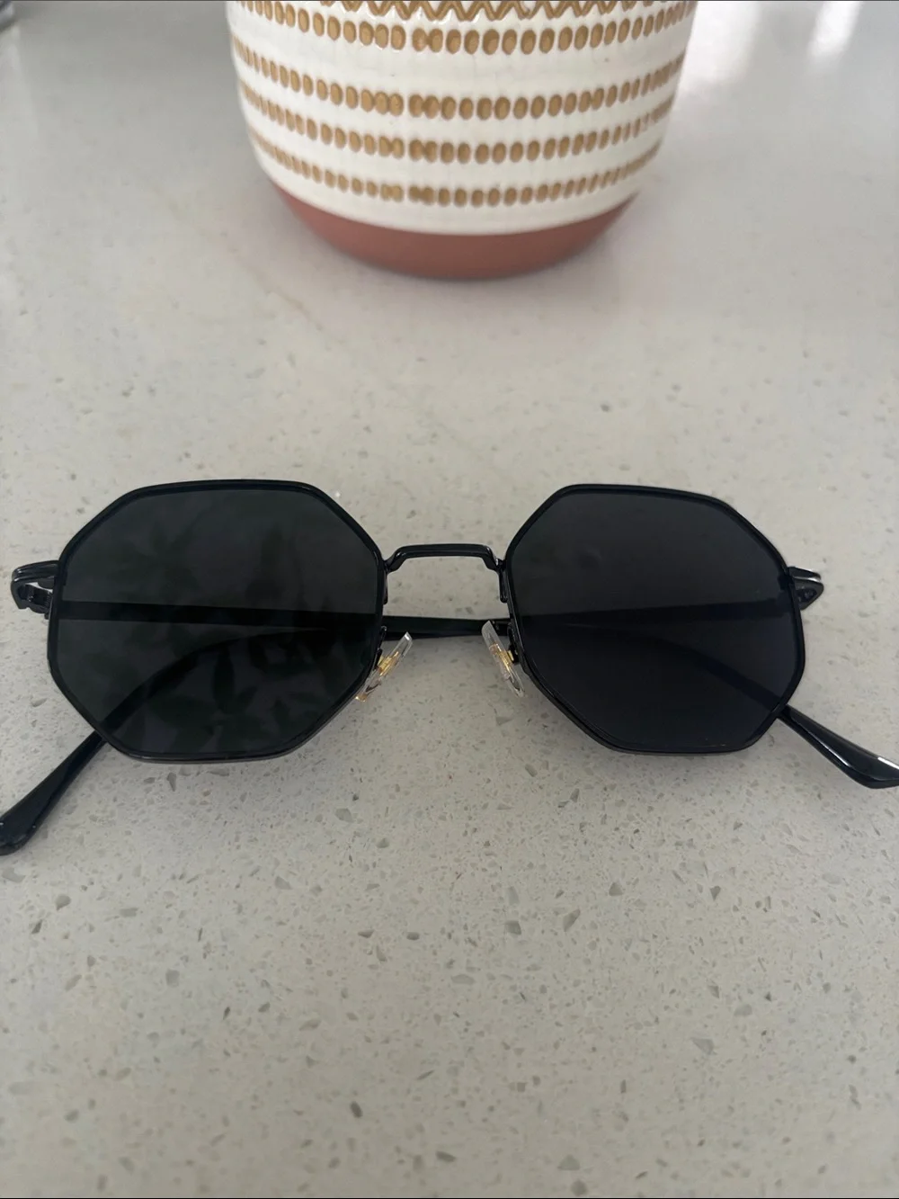 Black Octagonal Unisex Sunglasses
